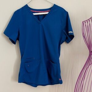 Med Couture Royal Blue V-Neck Short Sleeve Top